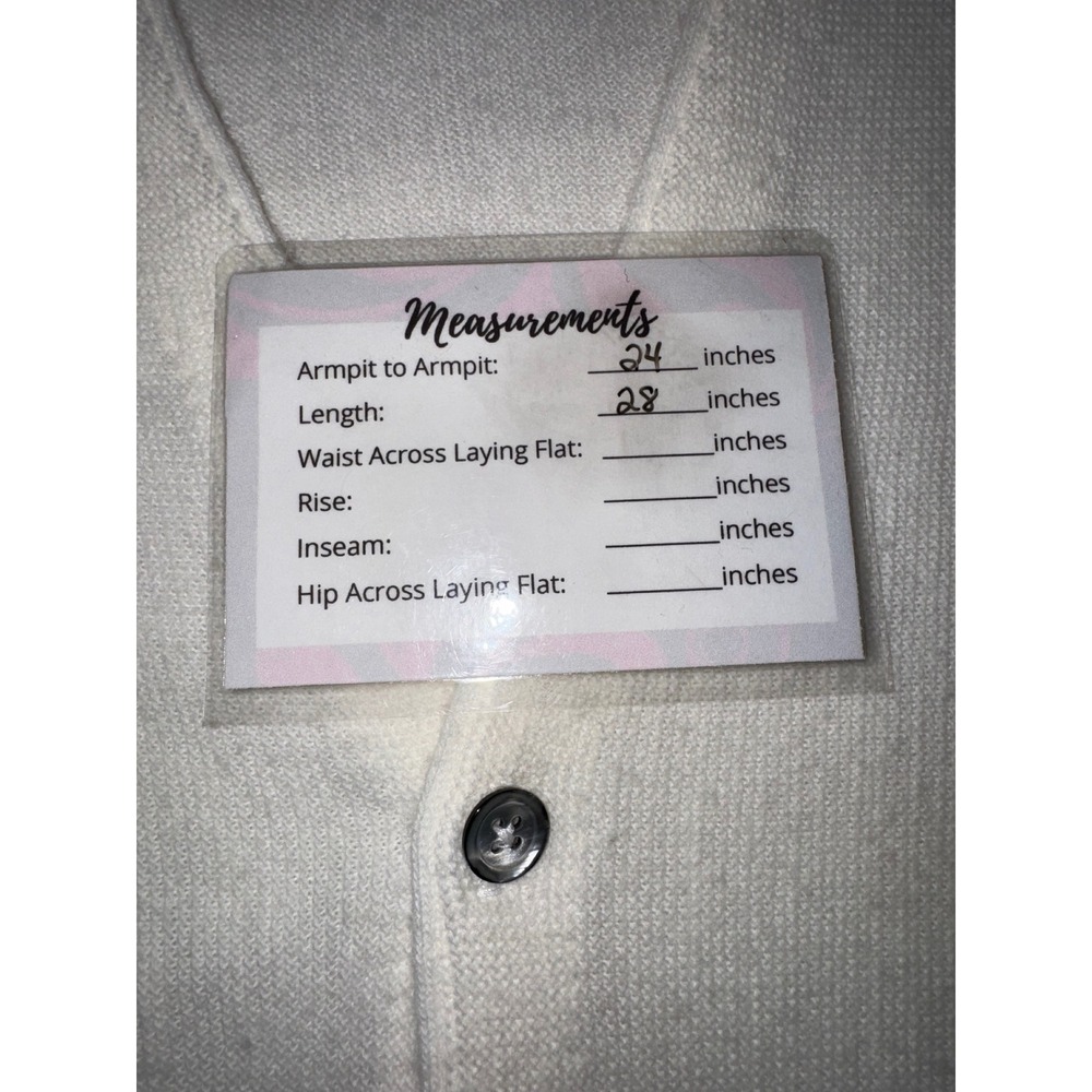 Vintage Izod Cardigan Sweater White Acrylic V-Neck Button Front Large USA Made - Picture 6 of 7